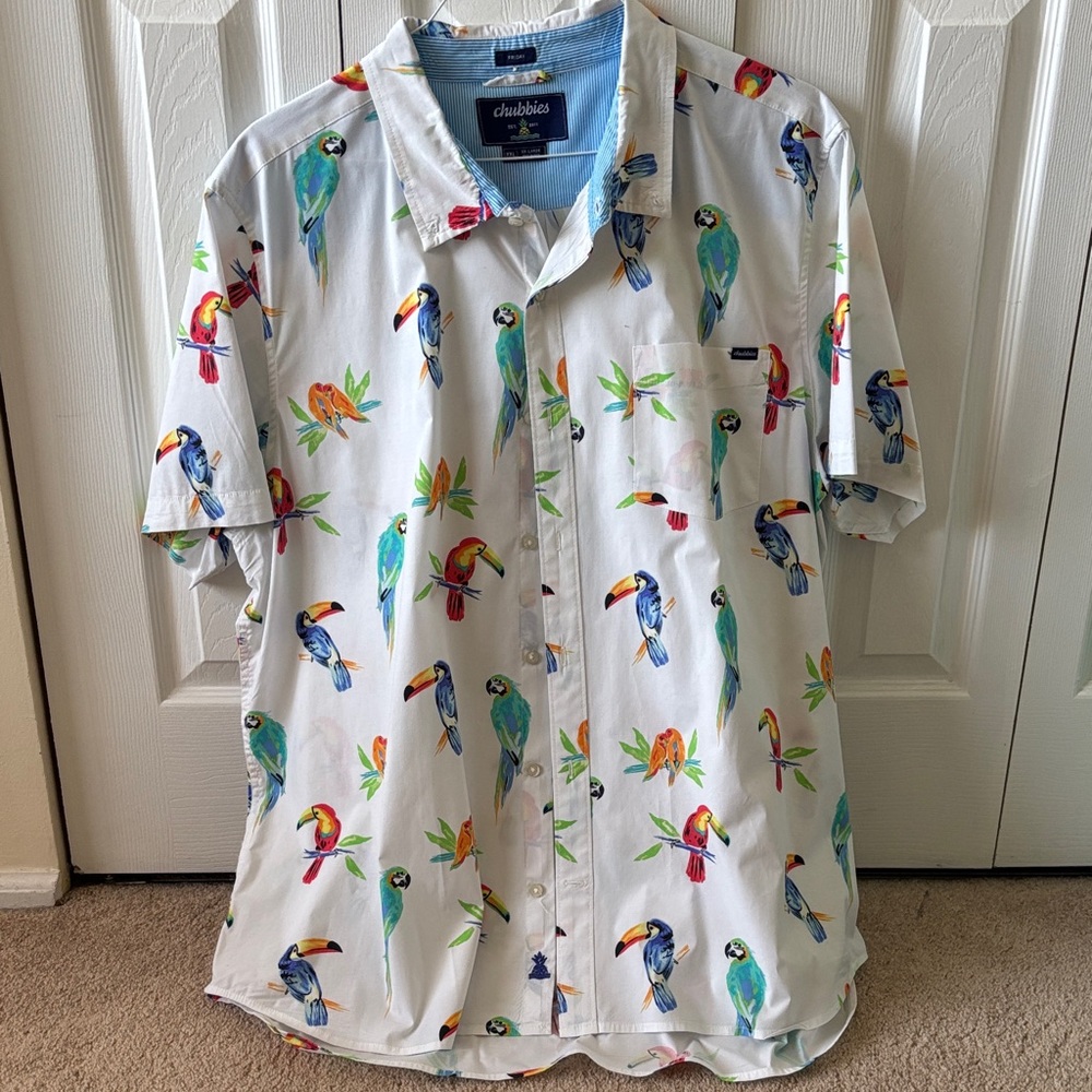 Chubbies Men's Parrot Print Shirt - White